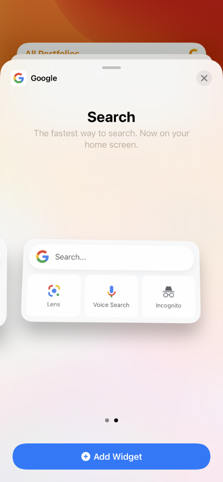 Поставьте виджет поиска Google на домашний экран