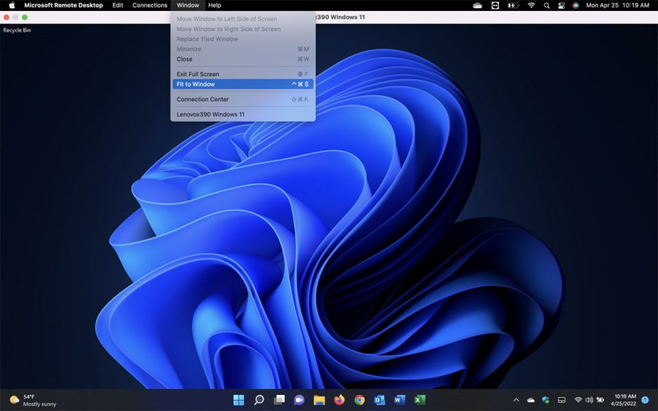 Microsoft Remote Desktop для Mac окно управления