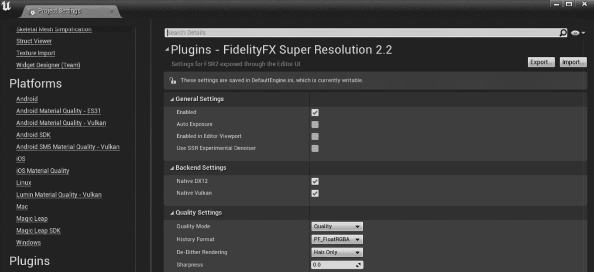 Unreal Engine FidelityFX
