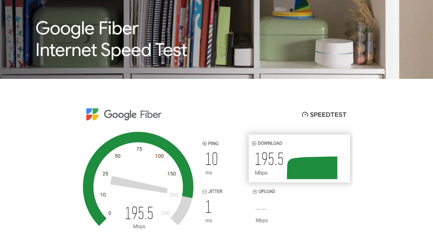 Google Fiber Speed test