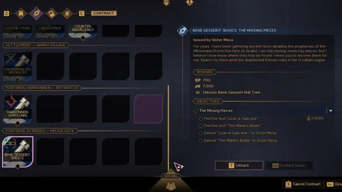 Руководство по контракту Недостающие части в Dune Awakening
