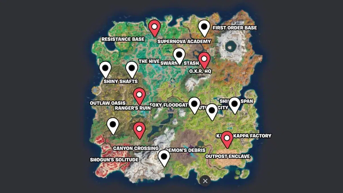 Все локации сундуков OXR в Fortnite Глава 6 Сезон 4