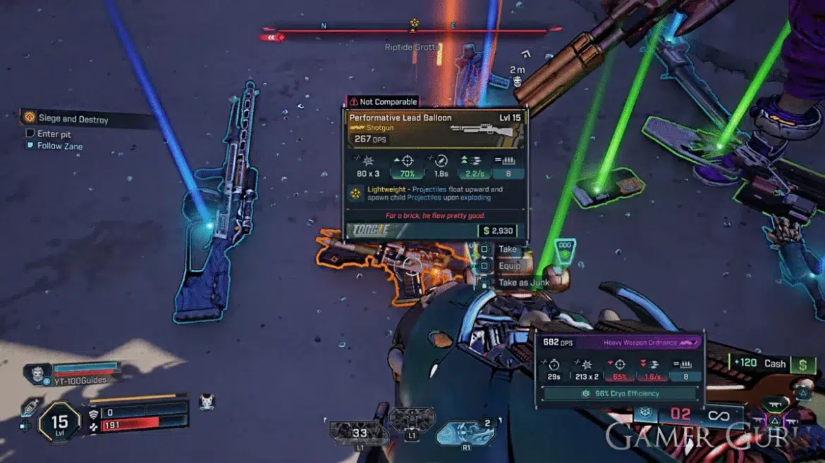 Гайд по легендарным предметам босса Splashzone в Borderlands 