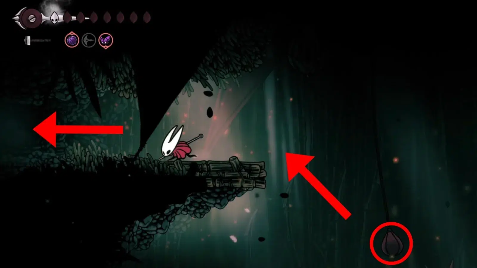 Пого-прыжок в Ивовой Чащобе в Hollow Knight: Silksong