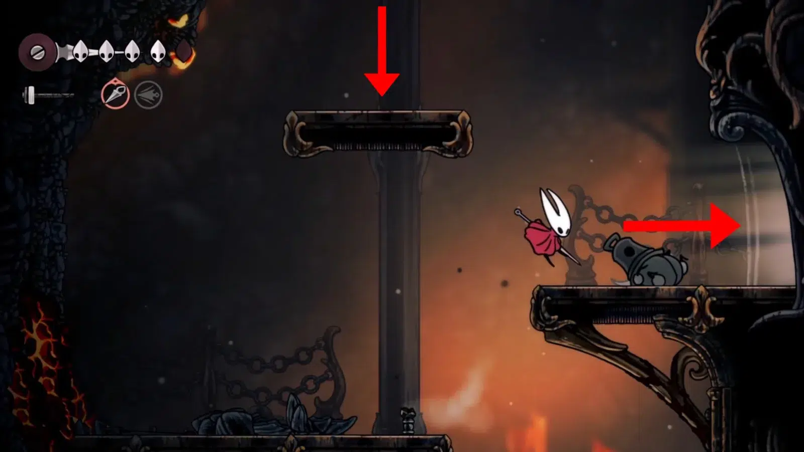 Рядом с этим летающим врагом находится вход в следующую зону