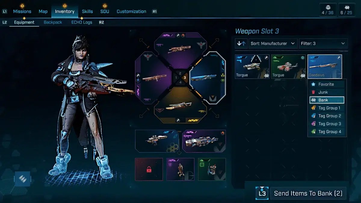 Как обменивать оружие между персонажами в Borderlands Как обменивать оружие между персонажами в Borderlands