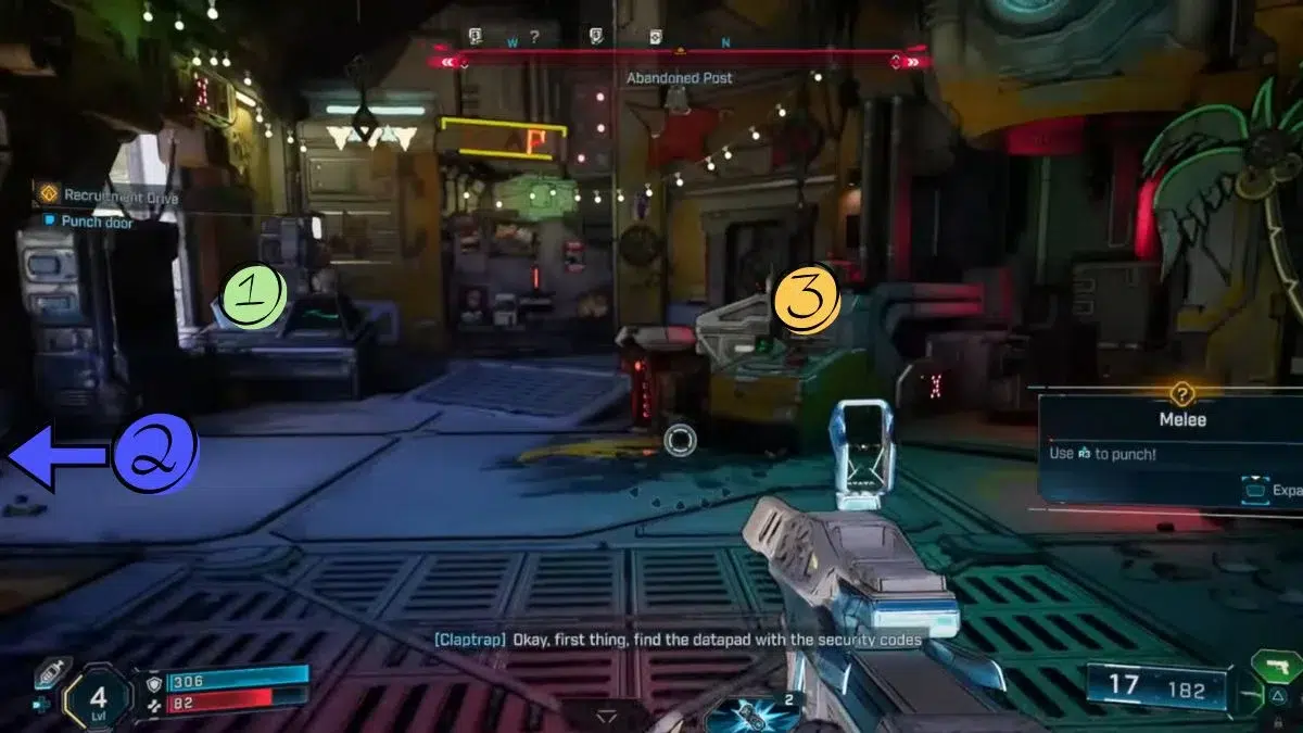 Следующий шаг после освобождения Клэптрапа из лифта помочь открыть дверь убежища