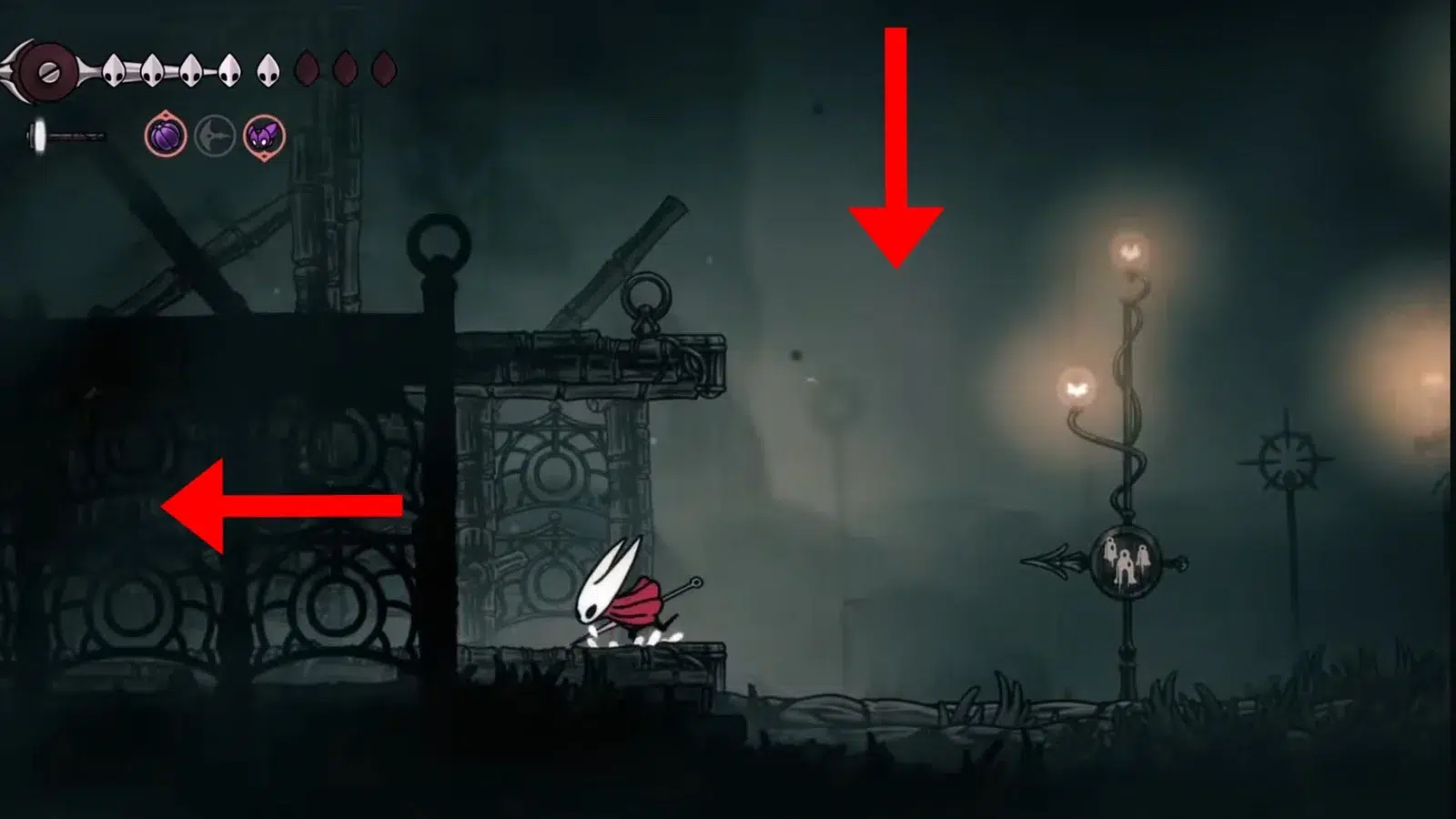 Спуск с деревянных платформ в Hollow Knight: Silksong