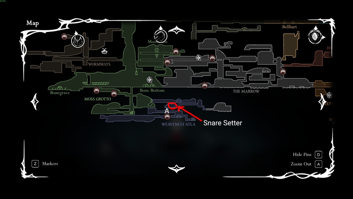 Местоположение Установщика ловушек в Hollow Knight Silksong