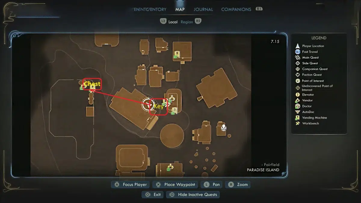 Карта Фэрфилда в The Outer Worlds для корродера и брони Каур Карта Фэрфилда в The Outer Worlds для корродера и брони Каур