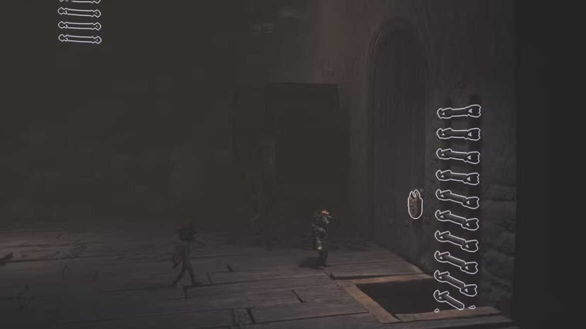 Алон и Лоу стоят перед запертой дверью в Little Nightmares III