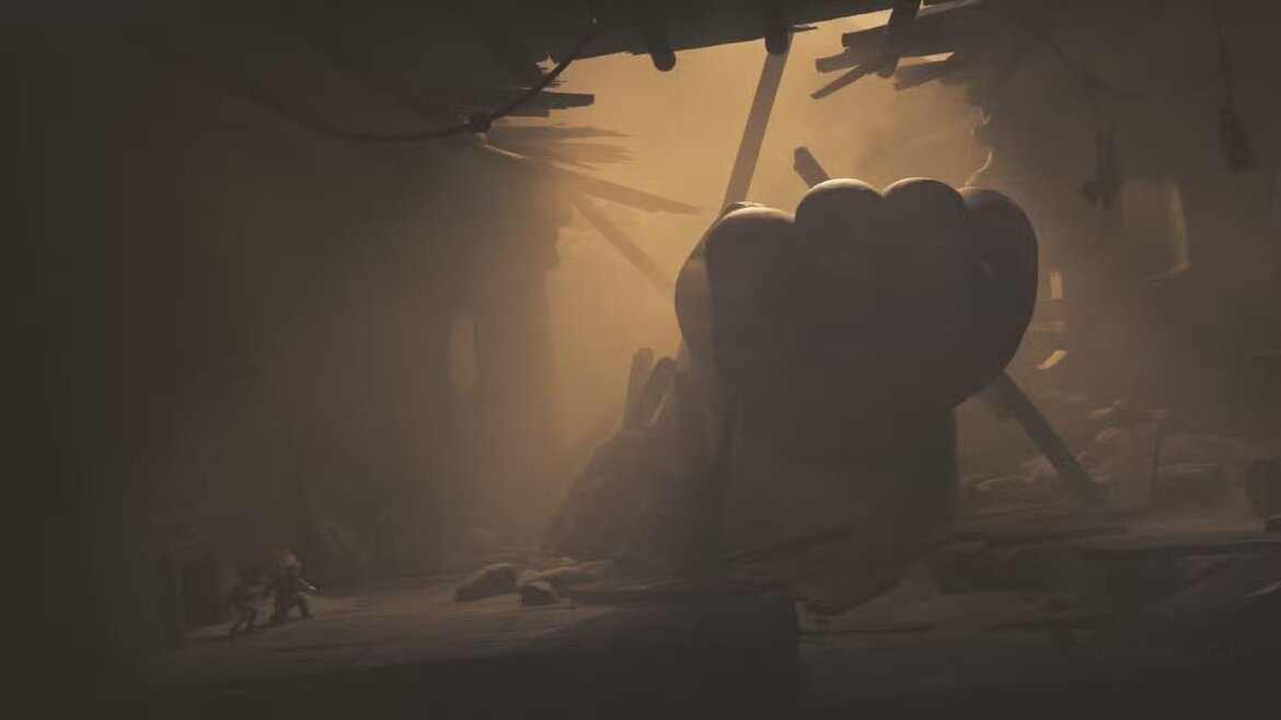 Алон и Лоу прячутся от большой руки младенца в Little Nightmares III