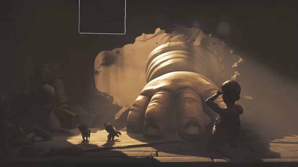 Лоу и Алон прячутся от большой руки младенца в Little Nightmares III