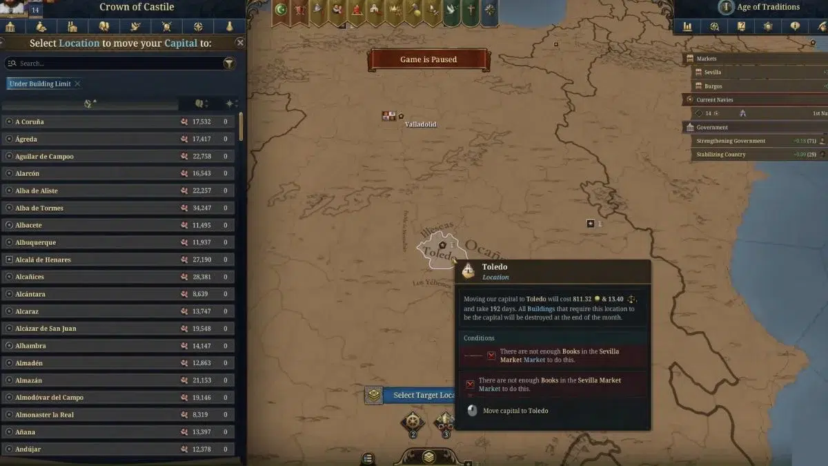 Перенос столицы в Europa Universalis V Перенос столицы в Europa Universalis V