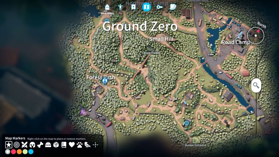 Идите по лесной тропе на юго восток