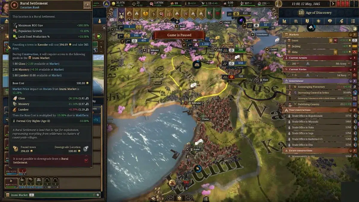 Как улучшить город до следующего уровня в Europa Universalis V Как улучшить город до следующего уровня в Europa Universalis V