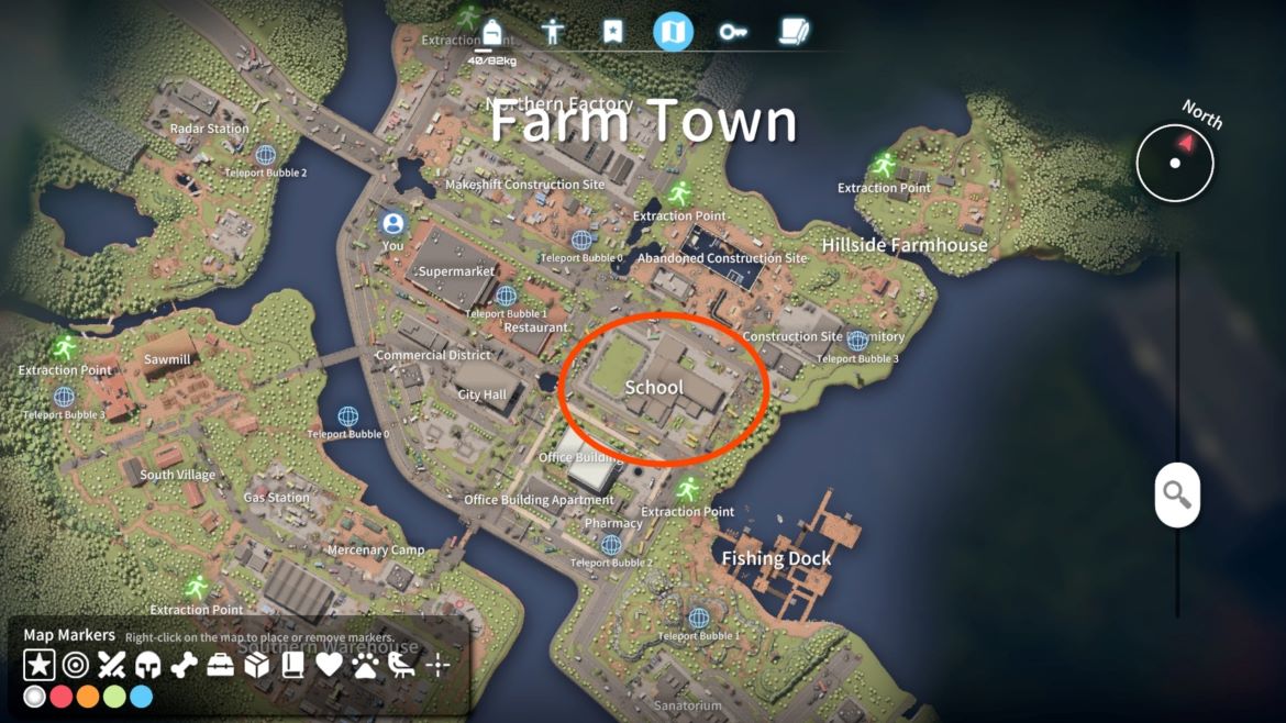 Местоположение школьного забияки в Escape From Duckov