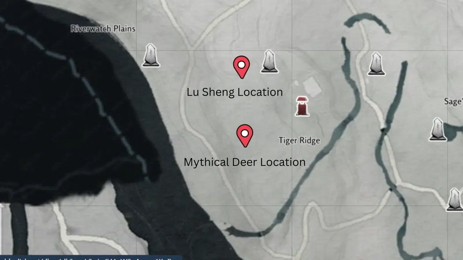 Местоположение мифического оленя и Лу Ченга в Where Winds Meet для задания Lost Cause Prayers