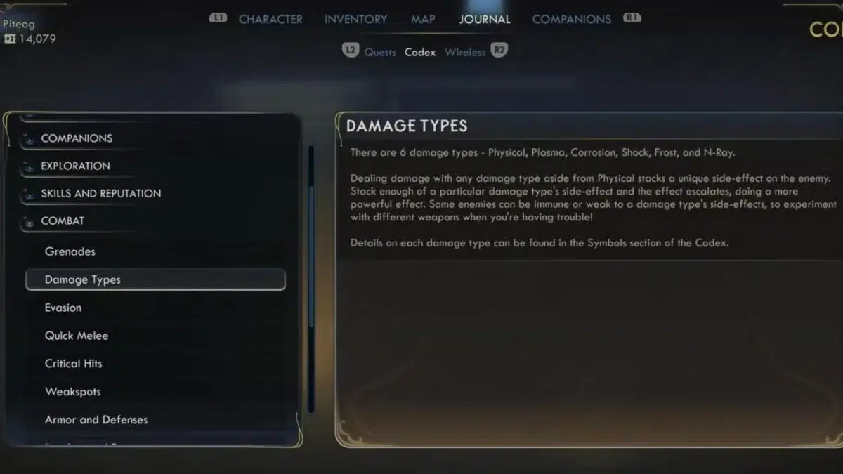 Типы урона в The Outer Worlds 