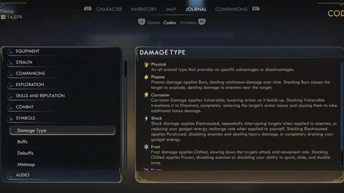 Все шесть типов урона в The Outer Worlds 