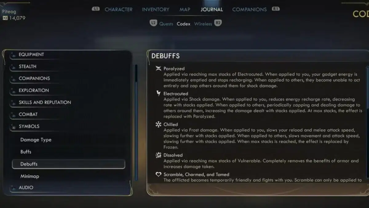 Дебаффы в The Outer Worlds 