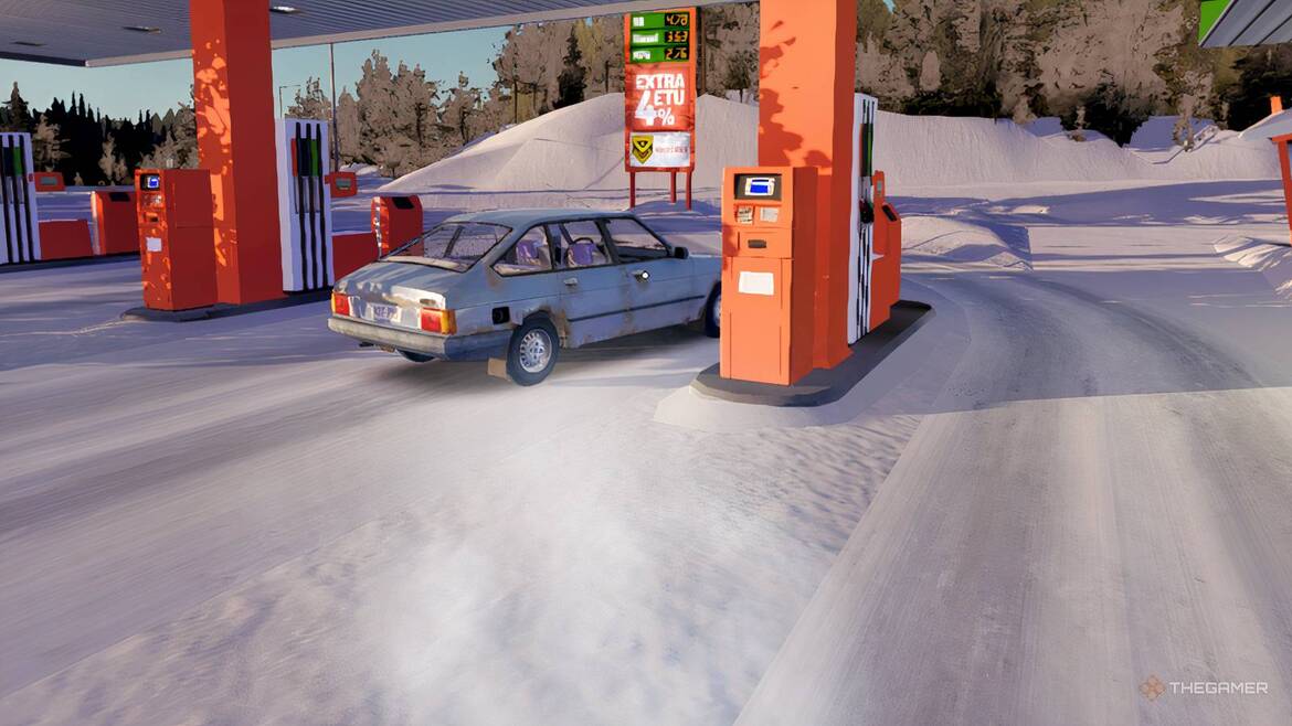 Заправка автомобиля топливом в My Winter Car