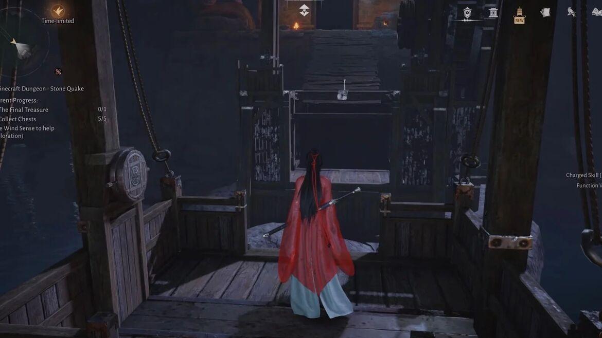 Соберите Взрывную Бочку затем перенесите её к приподнятому каменному блоку