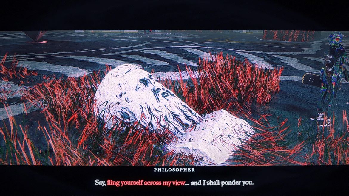 Статуя философа под красными шипами — взаимодействие для трофея Philoskater