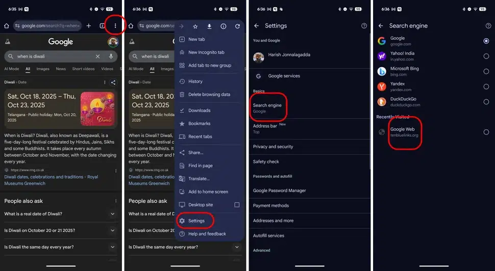 В разделе Недавно посещённые найдите Google Web и выберите его В разделе Недавно посещённые найдите Google Web и выберите его