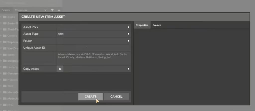 Создайте ассет блока