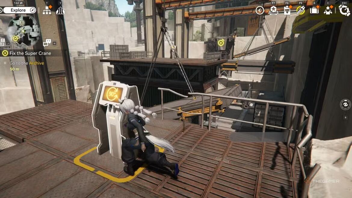 Поворотные платформы в карьере Aburrey &mdash; первый этап квеста Fix the Super Crane