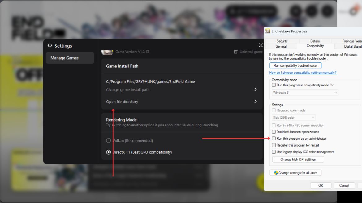 Настройка запуска Endfieldexe от имени администратора