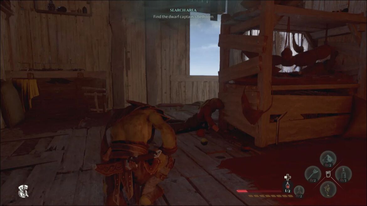 Присядьте и пролезьте под столом через дыру в стене