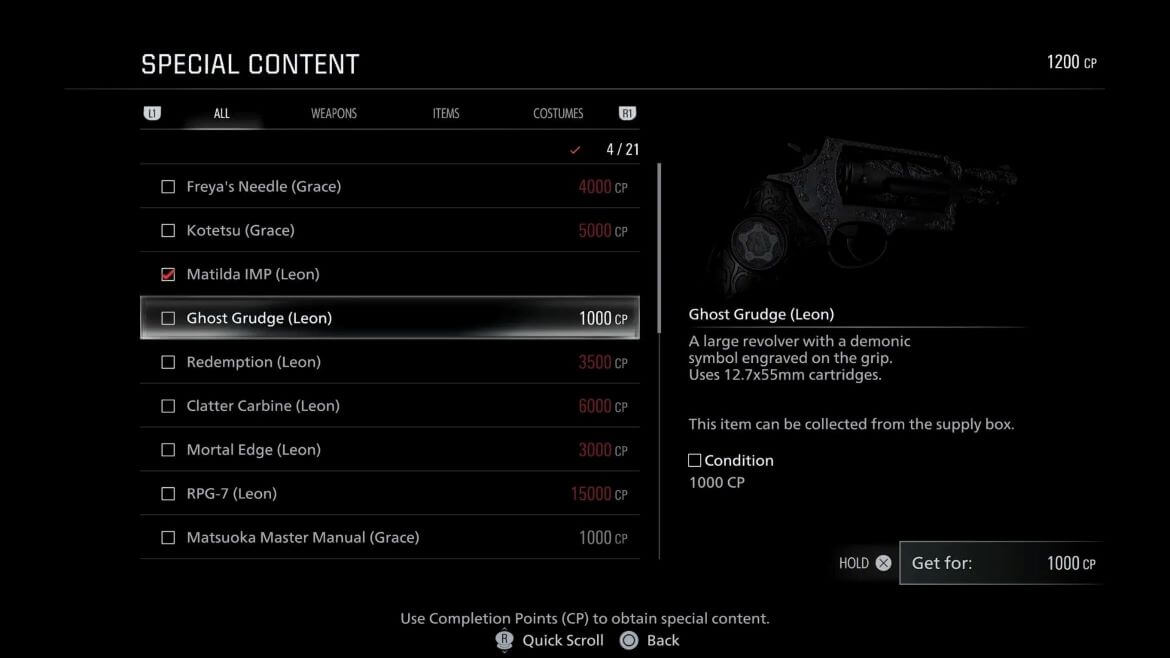 Предметы бонусного контента в Resident Evil Requiem