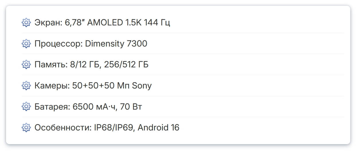 Характеристики Tecno Camon 50
