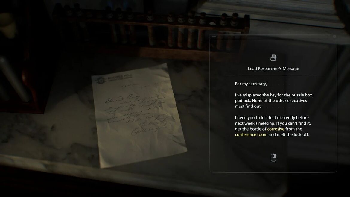 Местоположение бутыли с едким веществом в Resident Evil Requiem