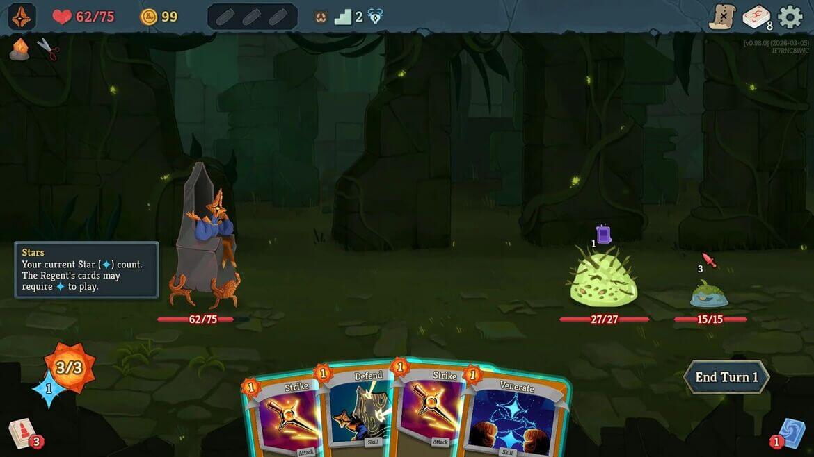 Интерфейс механики Звёзд персонажа Регент в Slay the Spire 2