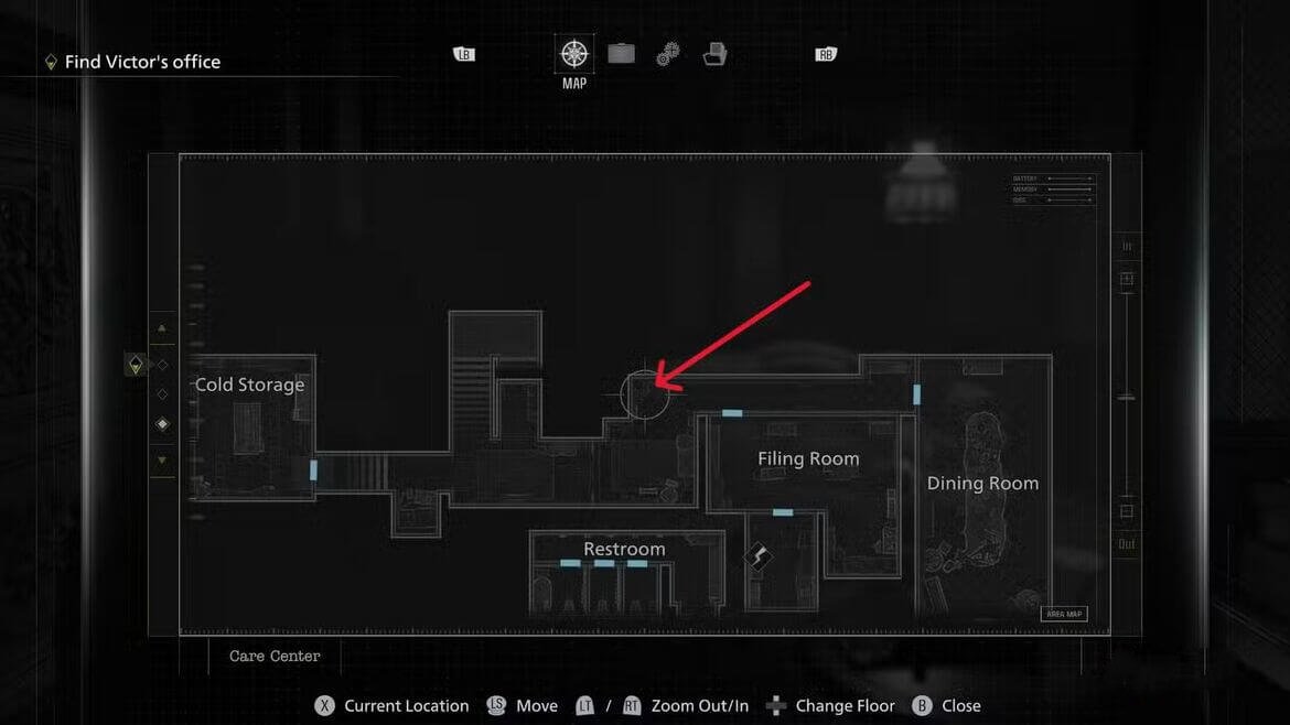 Монета в коридоре возле архива Resident Evil Requiem