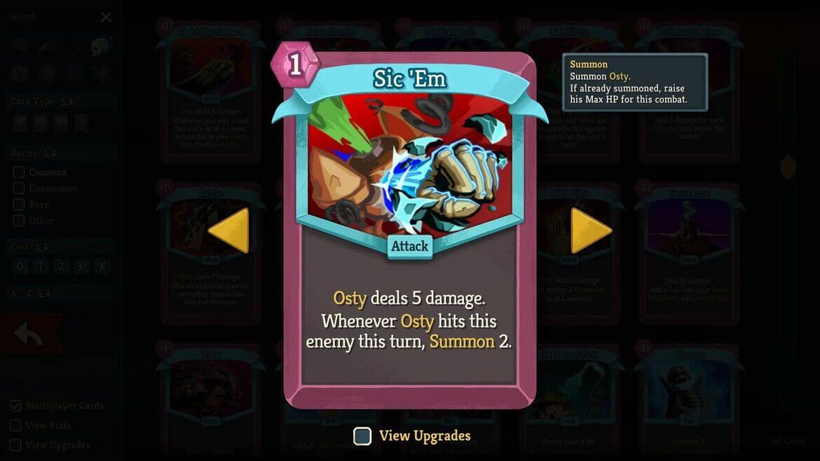 Карта Sic'Em для персонажа Necrobinder в Slay the Spire 2