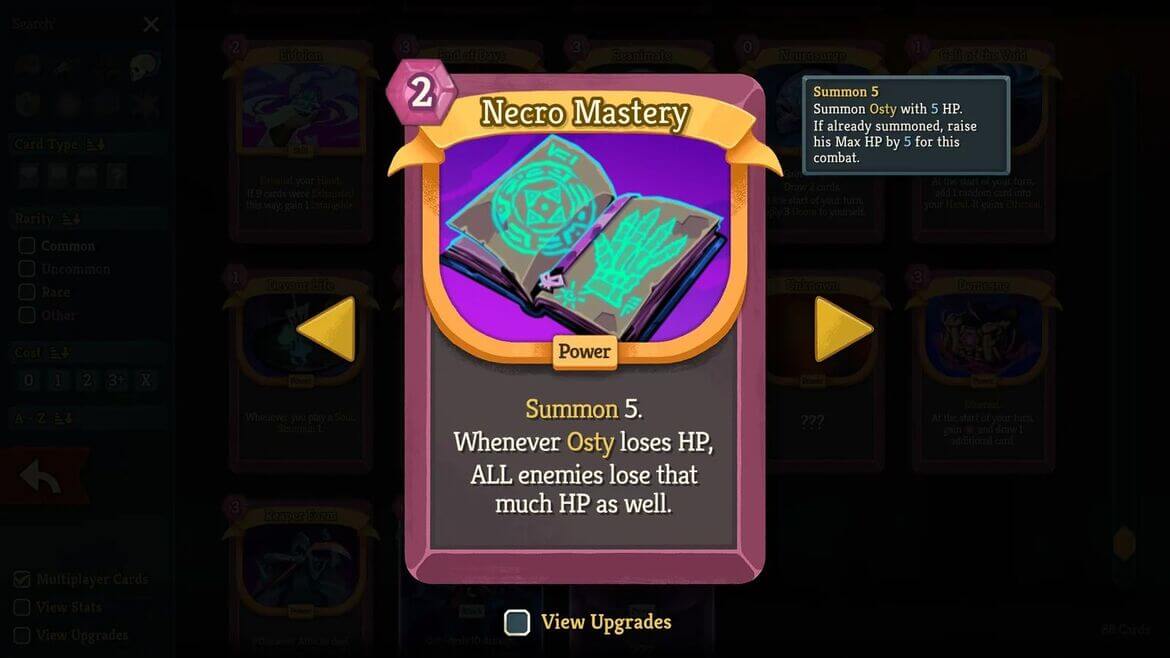 Карта Necro Mastery для персонажа Necrobinder в Slay the Spire 2