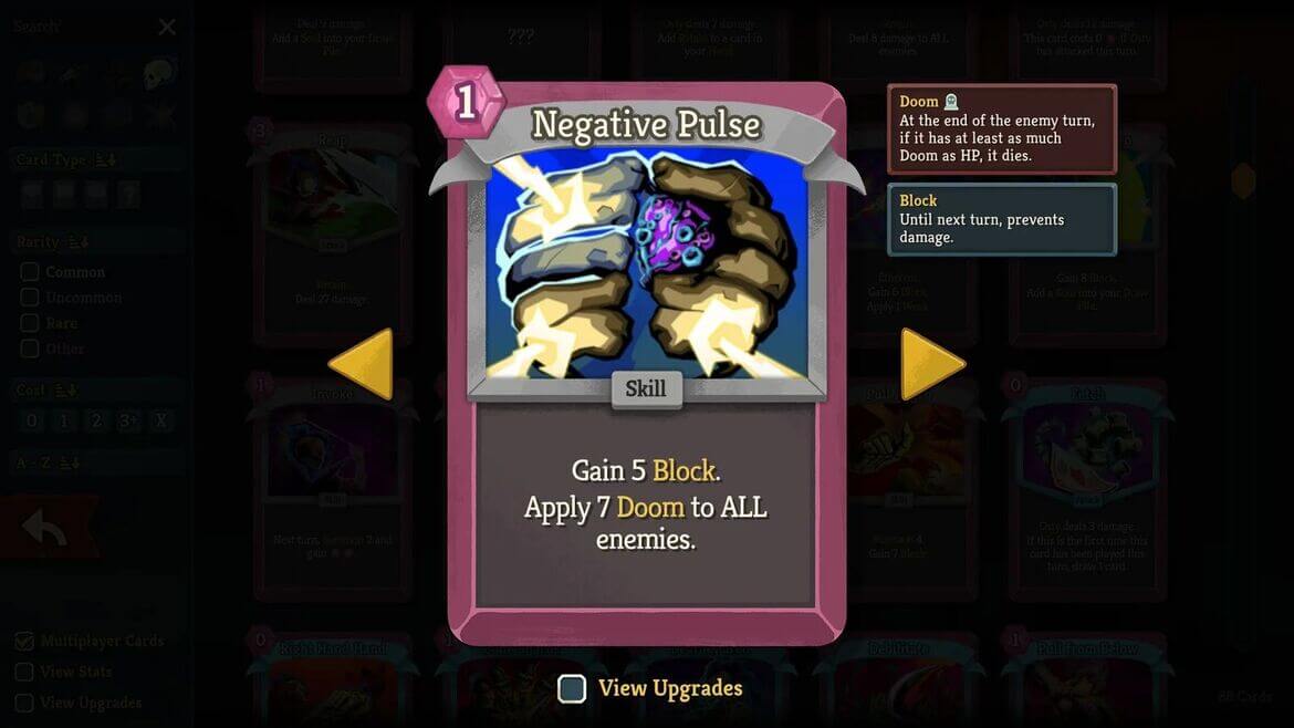 Карта Negative Pulse для персонажа Necrobinder в Slay the Spire 2