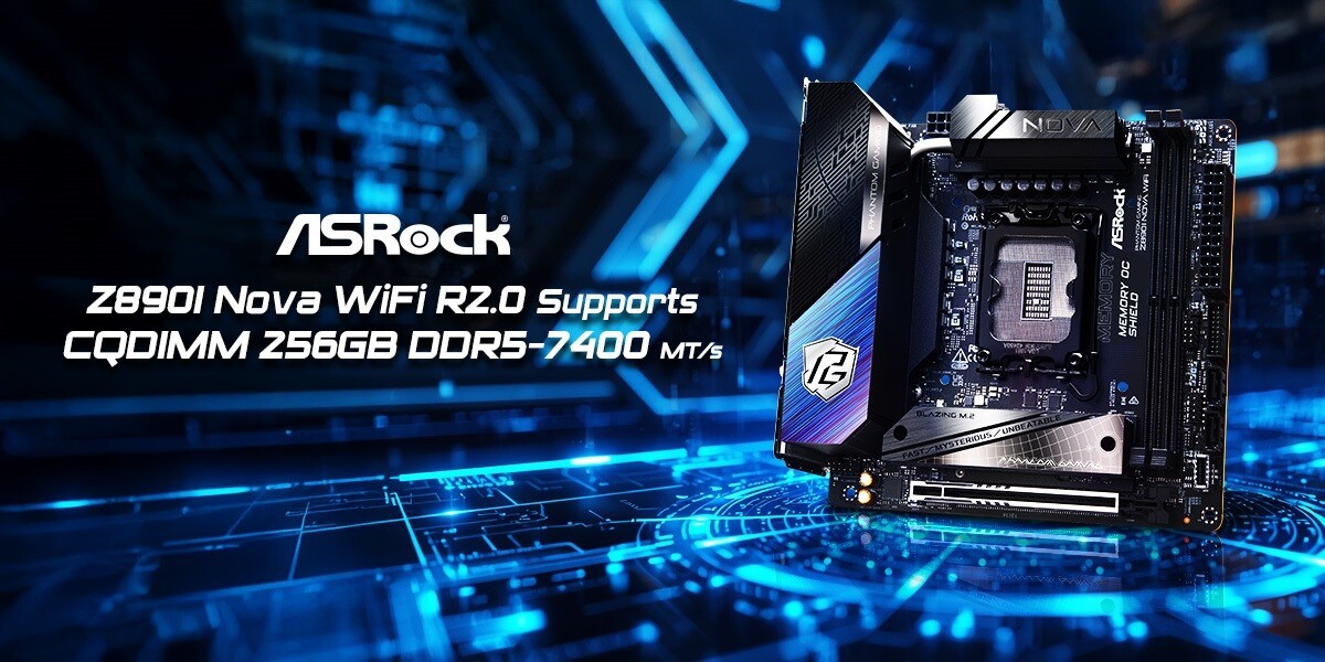 ASRock Z890I Nova WiFi R20 разогнала 256 ГБ DDR5 до 7400 MTs