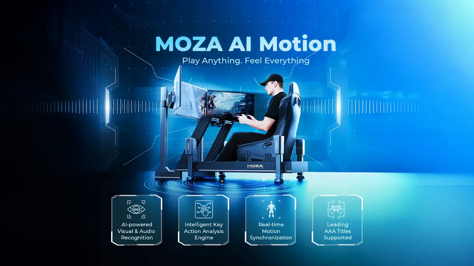 Изображение к статье: MOZA Racing на GDC 2026: ИИ-тренер Racing Lab и платформа HMA150