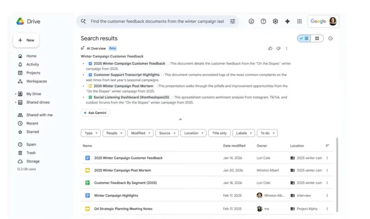 Изображение к статье: Gemini в Google Workspace научился искать по всем файлам и письмам