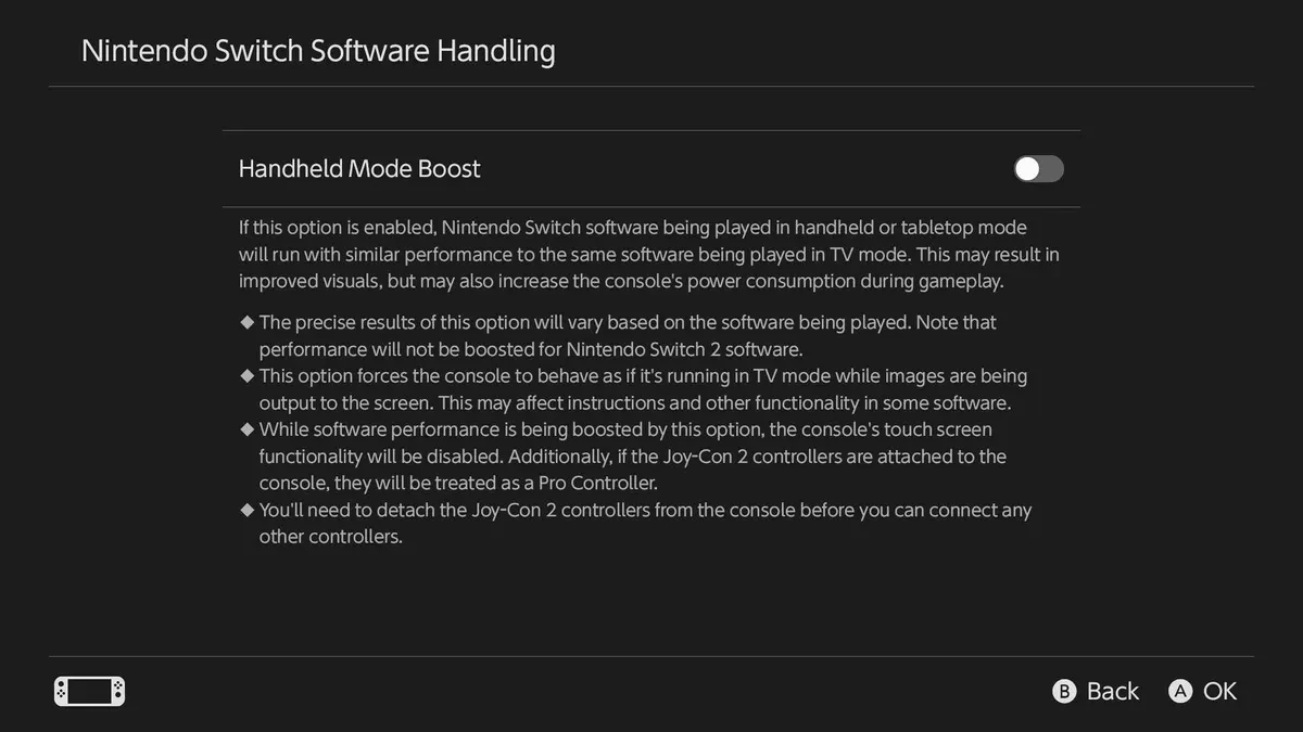 Изображение к статье: Nintendo Switch 2 получила Handheld Mode Boost в обновлении 22.0.0