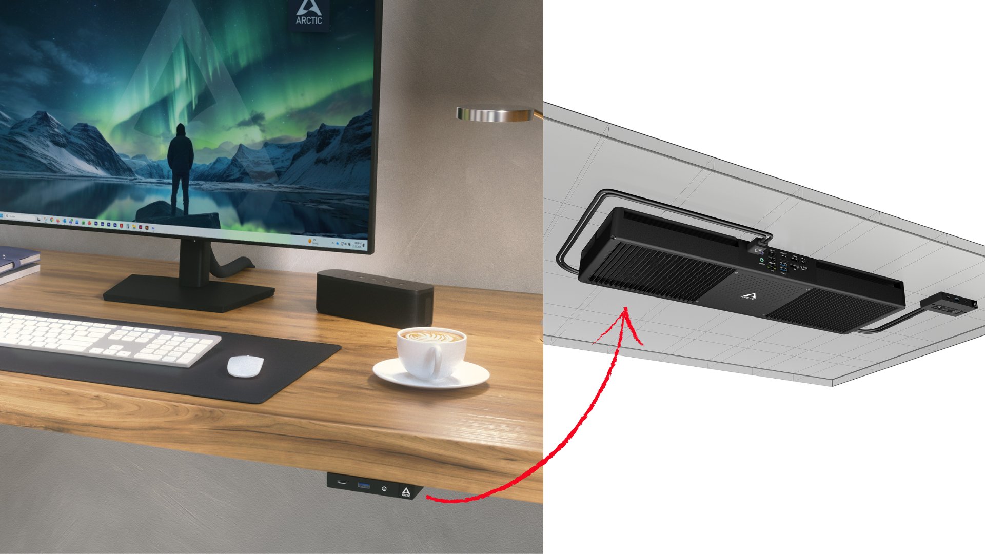 Arctic Senza AI 370 бесшумный mini PC под стол за $1 400