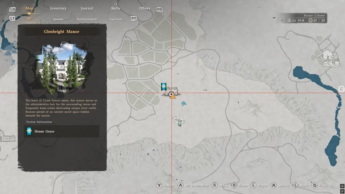 Расположение поместья Гленбрайт на карте