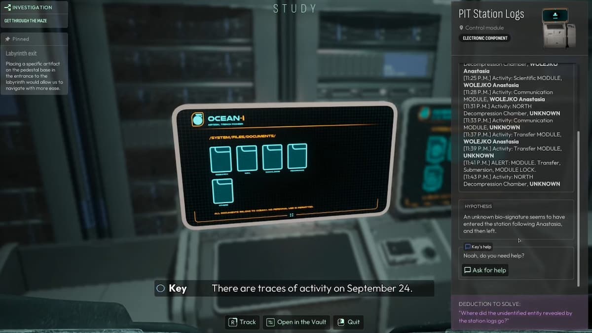 После изучения журналов станции PIT в меню Хранилища появится новая дедукция