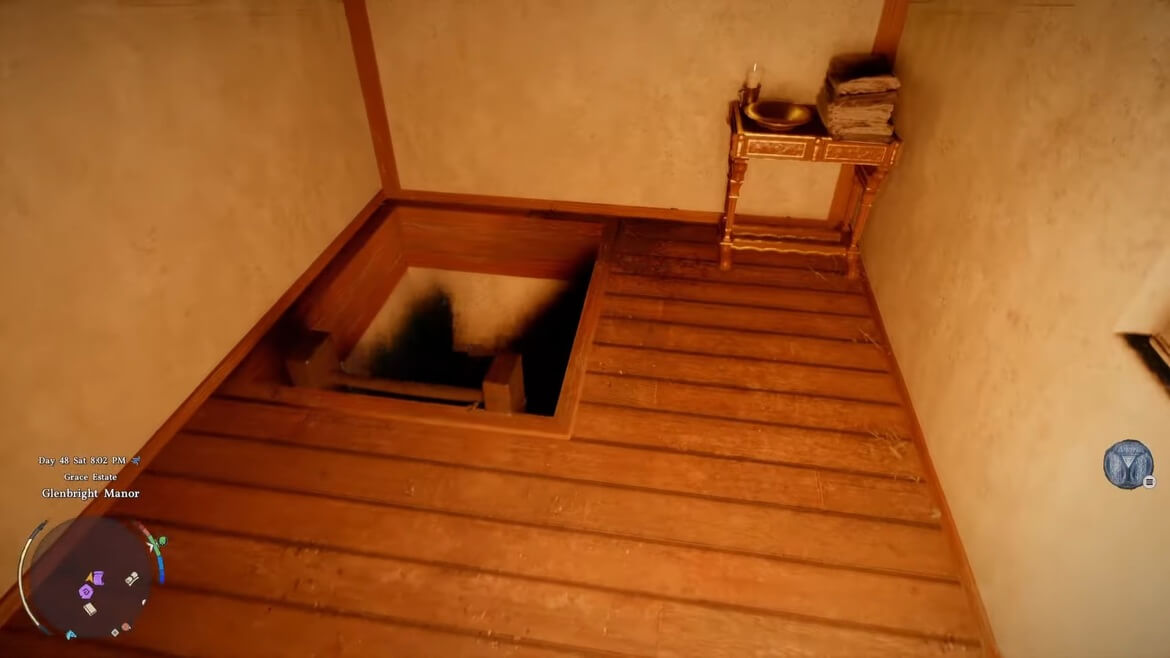 Пройдите в подвал через этот туннель