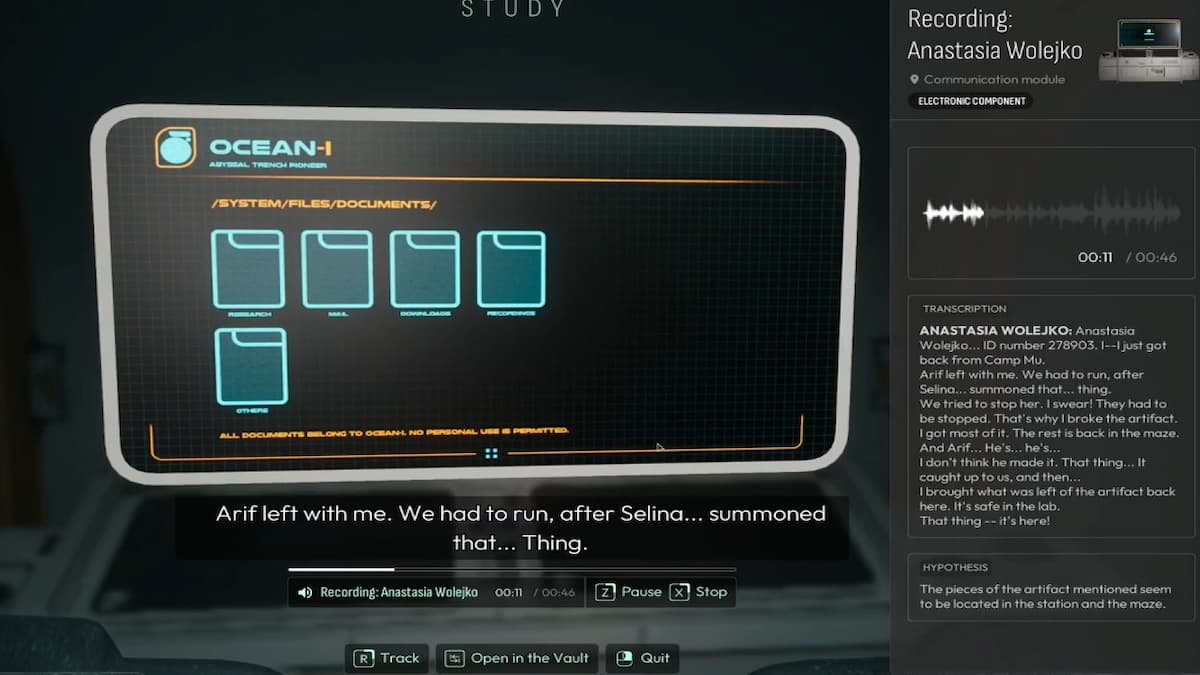 Согласно сообщению части артефакта хранились на станции